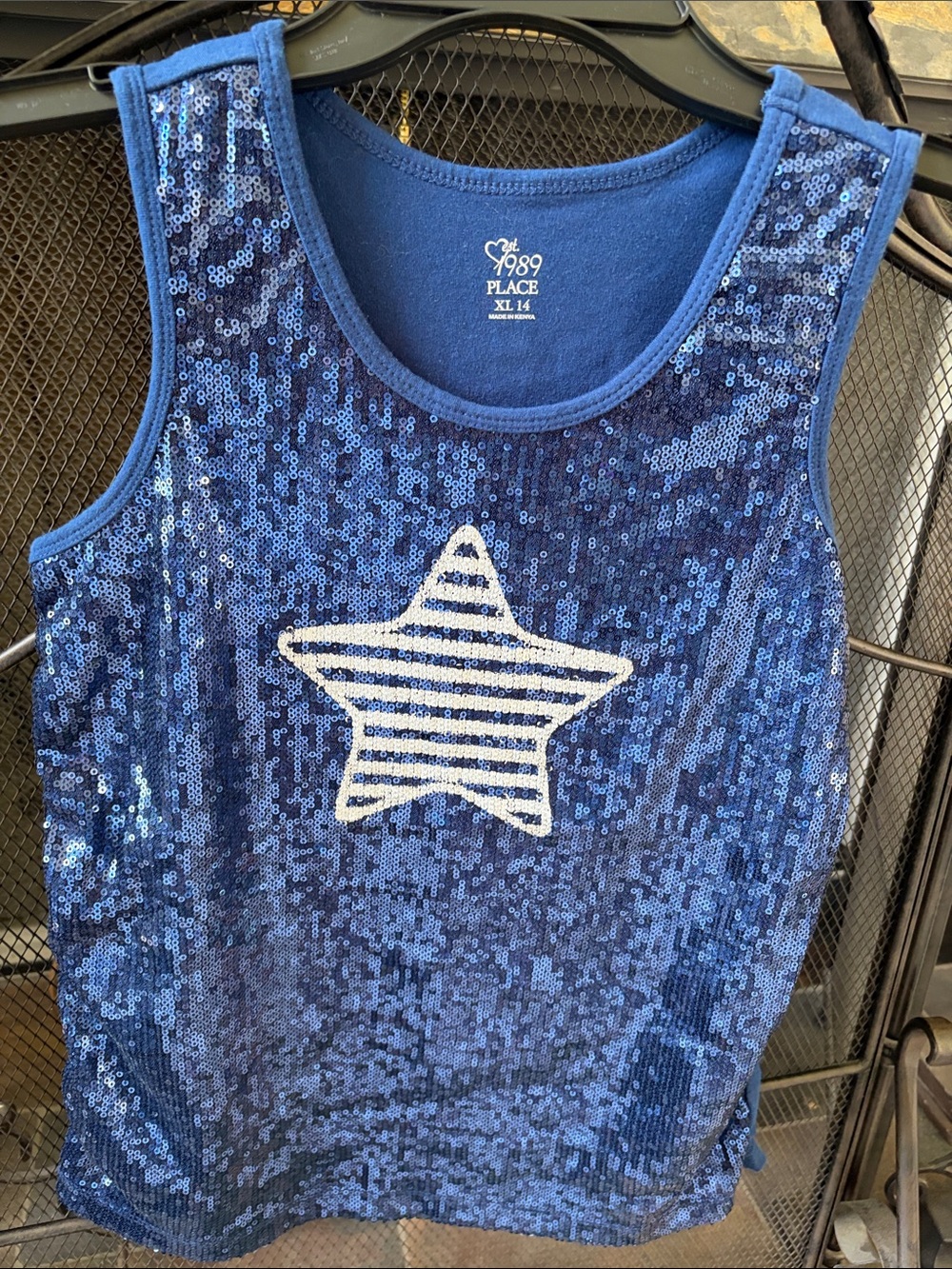 1989 Place Blue Sequin Tank Top with White Star